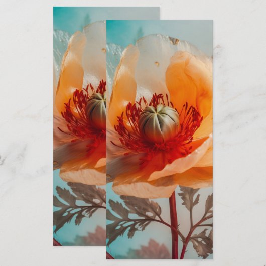 Delicate Oranje Flower Bladwijzer Menu (Voorkant / Achterkant)