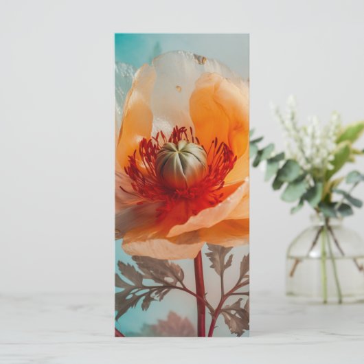 Delicate Oranje Flower Bladwijzer Menu (Staand voorkant)