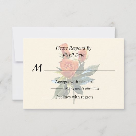 Delicate Oranje rosebuds RSVP Kaartje (Voorkant)
