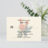 Delicate Oranje rosebuds RSVP Kaartje (Staand voorkant)