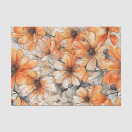 Delicate Oranje Waterverf Bloemen Decoupage Papier