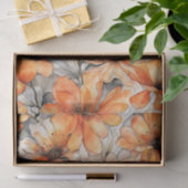 Delicate Oranje Waterverf Bloemen Decoupage Papier (Geschenk)