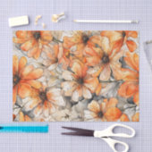 Delicate Oranje Waterverf Bloemen Decoupage Papier (Craft)