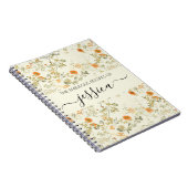 Delicate oranje wilde bloemen script naam Recept Notitieboek (Rechterzijde)
