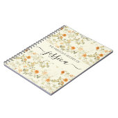 Delicate oranje wilde bloemen script naam Recept Notitieboek (Linkerzijde)