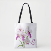 Delicate Orchid Flowers Monogram Tote Bag (Voorkant)