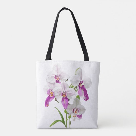 Delicate Orchid Flowers Monogram Tote Bag (Achterkant)
