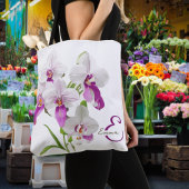 Delicate Orchid Flowers Monogram Tote Bag