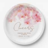 Delicate Orchid Waterverf Cheers Floral Wedding Papieren Bordje (Voorkant)