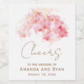 Delicate Orchid Waterverf Cheers Floral Wedding Wijn Etiket (Enkel label)