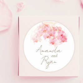 Delicate Orchid Waterverf Flower Floral Wedding Ronde Sticker