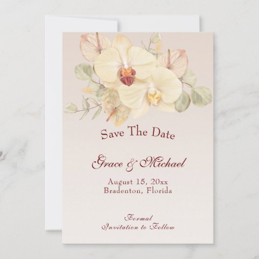 Delicate Orchidee Bloem Bruiloft Save The Date (Voorkant)