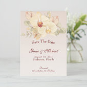 Delicate Orchidee Bloem Bruiloft Save The Date (Staand voorkant)