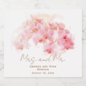 Delicate Orchidee Waterverf Mrs. en Mr. Floral Sparkling Wijnetiket (Enkel label)
