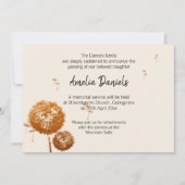 Delicate Paardebloem Begrafenis Aankondiging Kaart (Voorkant)