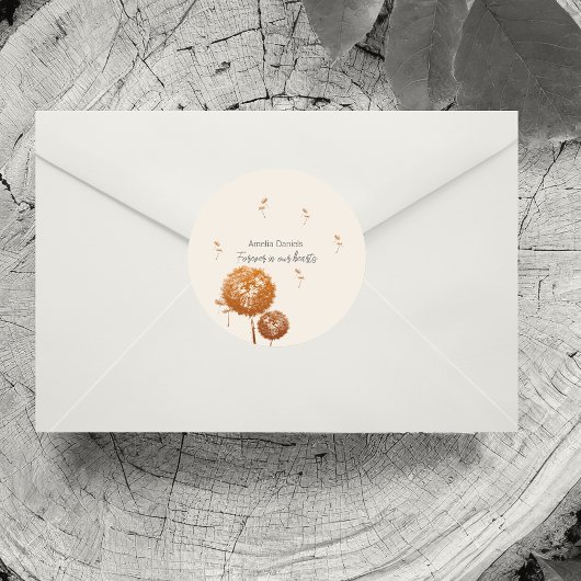 Delicate Paardebloem voor altijd in ons hart Ronde Sticker