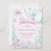 Delicate Paarse Blauwe Kleine Zeemeermin Verjaarda Kaart (Voorkant)