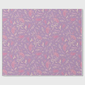Delicate paarse bloemen en bogen cadeaupapier (Vlak)