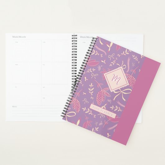 Delicate paarse bloemen en bogen planner (Display)