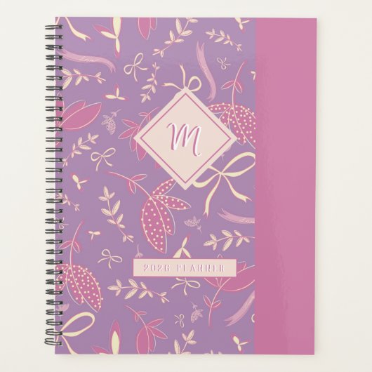 Delicate paarse bloemen en bogen planner (Voorkant)