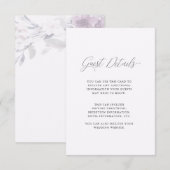 Delicate Paarse Bloemen Kalligrafie Bruiloft Detai Informatiekaartje (Voorkant / Achterkant)