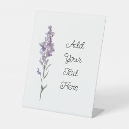 Delicate Paarse Bloemen Reclamebord Met Voetstuk