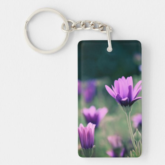 Delicate paarse bloemen sleutelhanger (Voorkant)