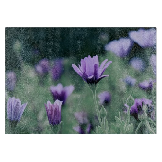 Delicate paarse bloemen snijplank (Voorkant)