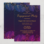 Delicate Paarse en Gold Leaves Invitation Kaart (Voorkant / Achterkant)