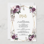 Delicate Paarse Floral Gold Bachelorette Weekend Kaart (Achterkant)