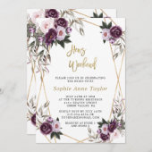 Delicate Paarse Floral Gold Bachelorette Weekend Kaart (Voorkant / Achterkant)