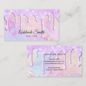 Delicate paarse glitter druppels ontwerp visitekaartje (Voorkant / Achterkant)
