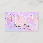 Delicate paarse glitter druppels ontwerp visitekaartje (Voorkant)