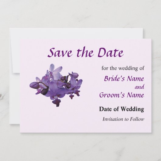 Delicate Paarse Orchideeën Bewaar de Datum Save The Date (Voorkant)