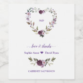 Delicate Paarse roze pinda's Flowers Weddenschap Wijn Etiket (Enkel label)