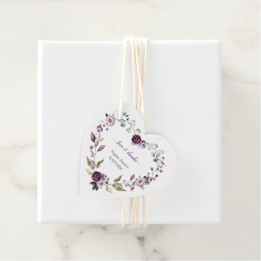 Delicate Paarse roze pink Peonies Flowers Baptisme Bedankjes Labels (In situ)