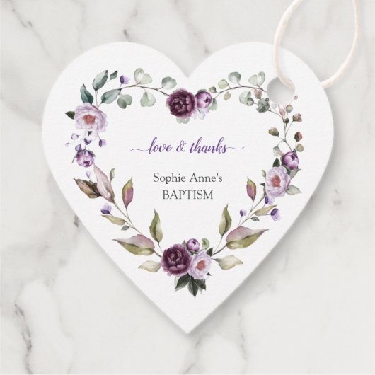 Delicate Paarse roze pink Peonies Flowers Baptisme Bedankjes Labels (Achterkant)