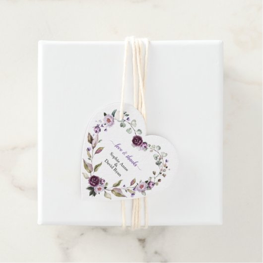 Delicate Paarse Roze Pioen Bloemen Bruiloft Bedankjes Labels (In situ)