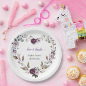 Delicate Paarse Roze Pioen Bloemen Doop Papieren Bordje (Feest)