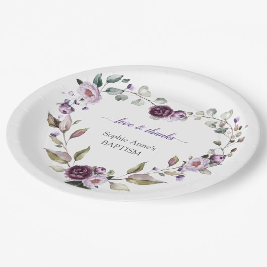 Delicate Paarse Roze Pioen Bloemen Doop Papieren Bordje