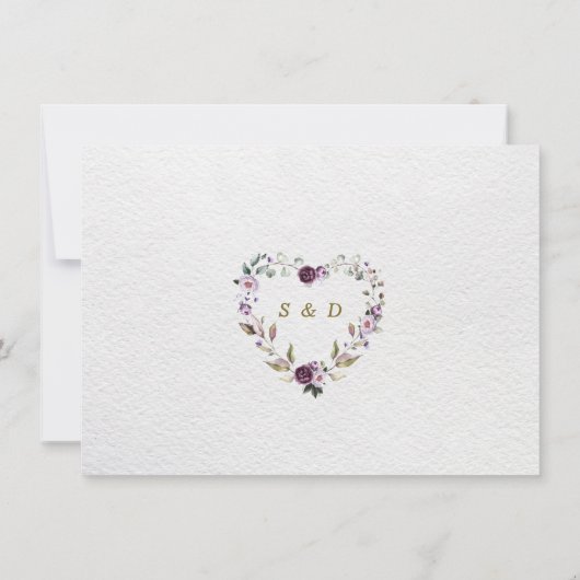 Delicate Paarse Roze Pioen Bloemen Gouden Bruiloft Save The Date (Achterkant)