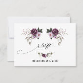 Delicate Paarse Roze Pioen Bloemen Gouden Trouwdag RSVP Kaartje (Voorkant)
