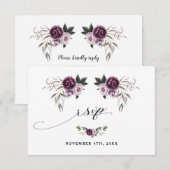 Delicate Paarse Roze Pioen Bloemen Gouden Trouwdag RSVP Kaartje (Voorkant / Achterkant)