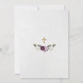 Delicate Paarse roze pony Flowers Gold Baptisme Kaart (Achterkant)