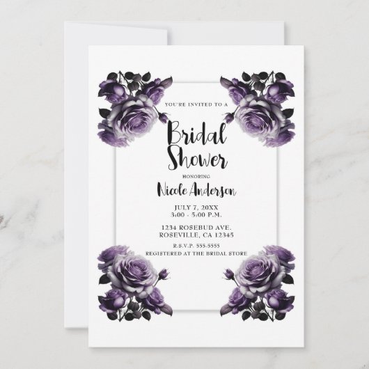 Delicate Paarse Rozen Shabby Shower Kaart (Voorkant)