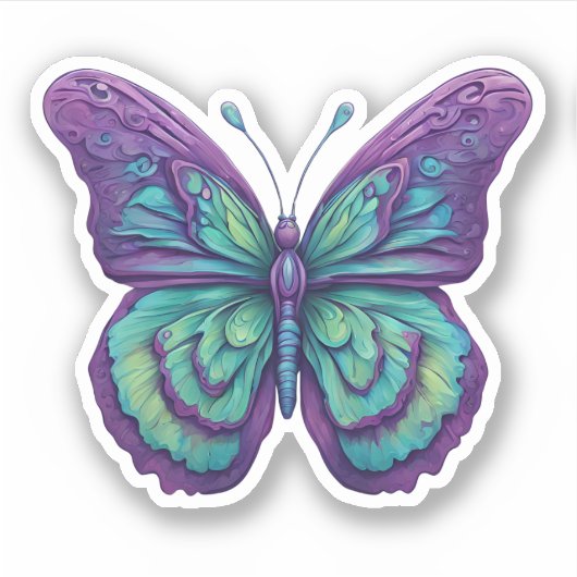 Delicate Paarse Vlinder Waterdicht Sticker (Voorkant)