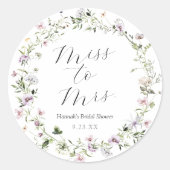 Delicate Paarse Wilde Bloem Bruiloft Feest Ronde Sticker (Voorkant)