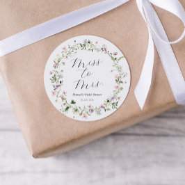 Delicate Paarse Wilde Bloem Bruiloftsshower Ronde Sticker