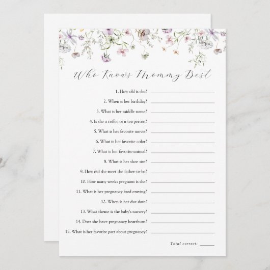 Delicate Paarse wilde bloem die mama het beste ken Kaart (Voorkant / Achterkant)