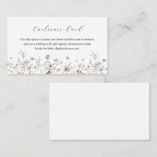 Delicate Paarse Wilde Bloem Enclosure Kaart (Voorkant / Achterkant)